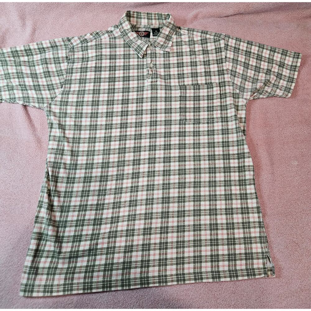American Outpost Men's Plaid Short Sleeve Polo Shirt Size Medium